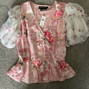 NWT Anthropology pink floral top small.